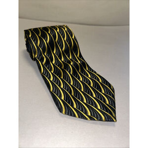 Desantis Collection Silk Tie Black With Gold Waves